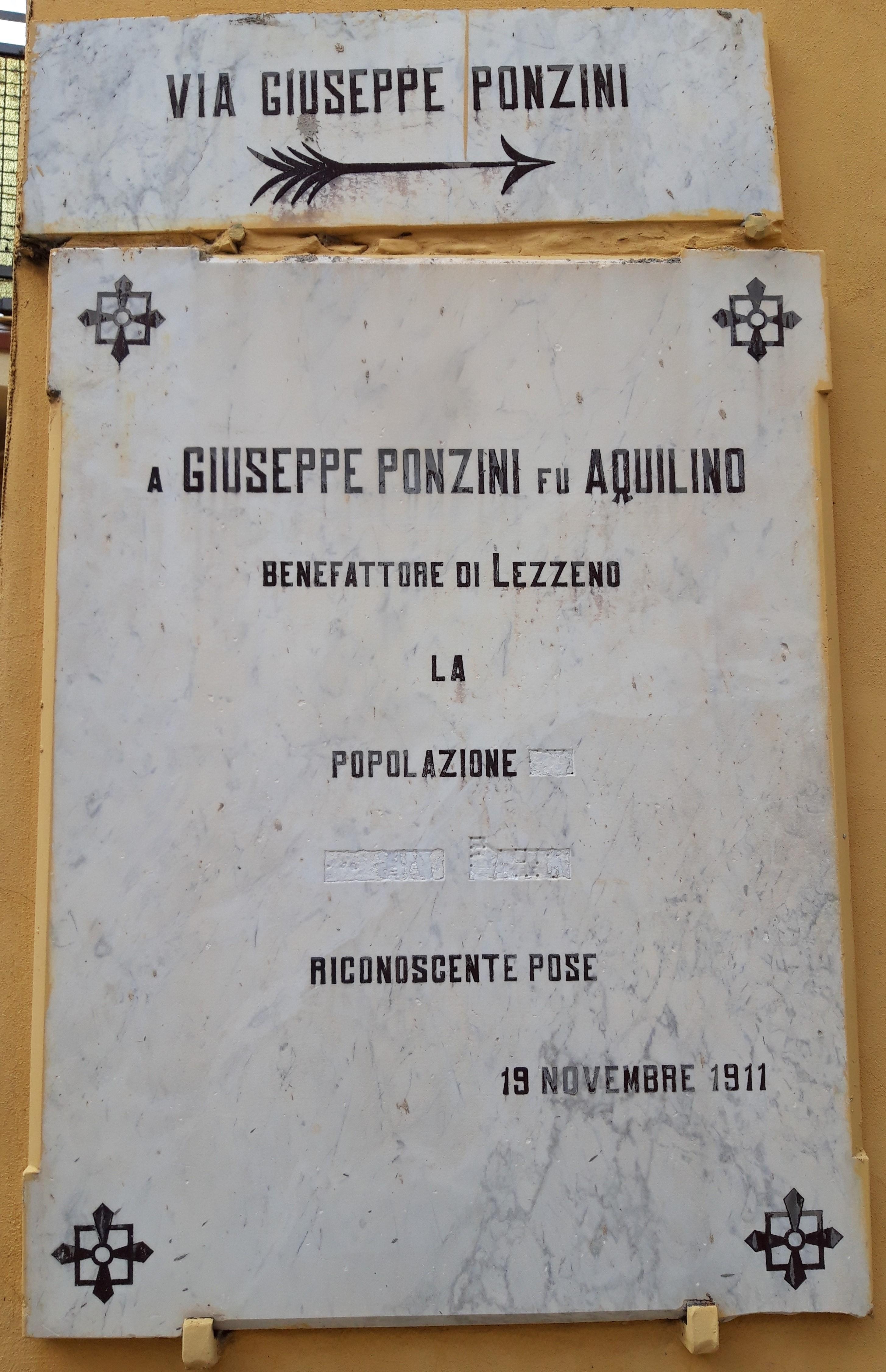 Lapide a Giuseppe Ponzini